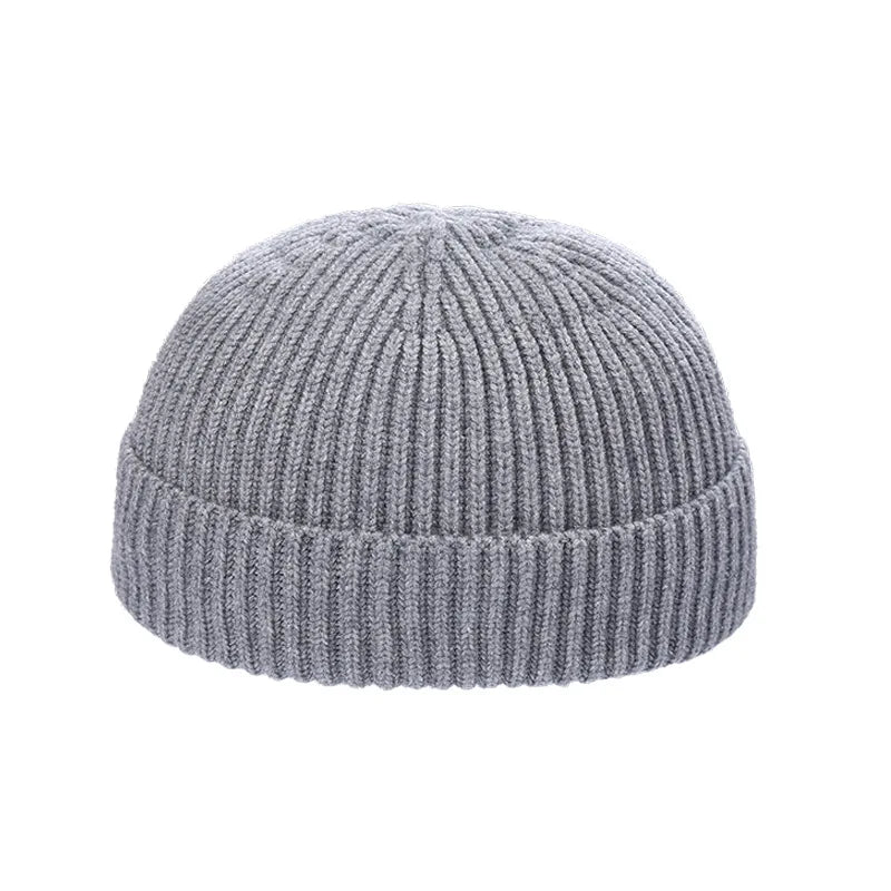 Autumn  Winter Short Warm Melon Hat Men Knitted Round Top Brimless Cold Hat Women Street hip-hop Wool Beanie