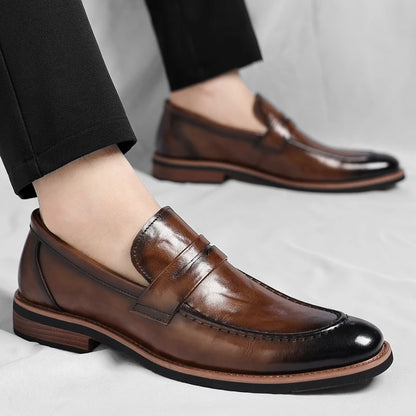 Høy kvalitet ekte skinnforretning casual sko mote komfortable myke loafers store størrelser 37-48 herre elegante festsko