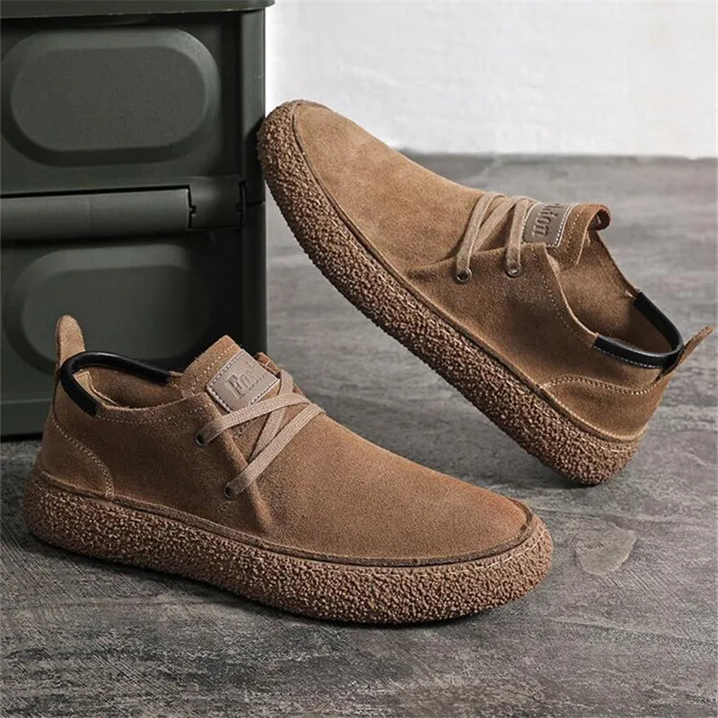 Mäns mocka äkta läder casual skor snörning män ljus bekväm körning lägenheter utomhus oxfords sko