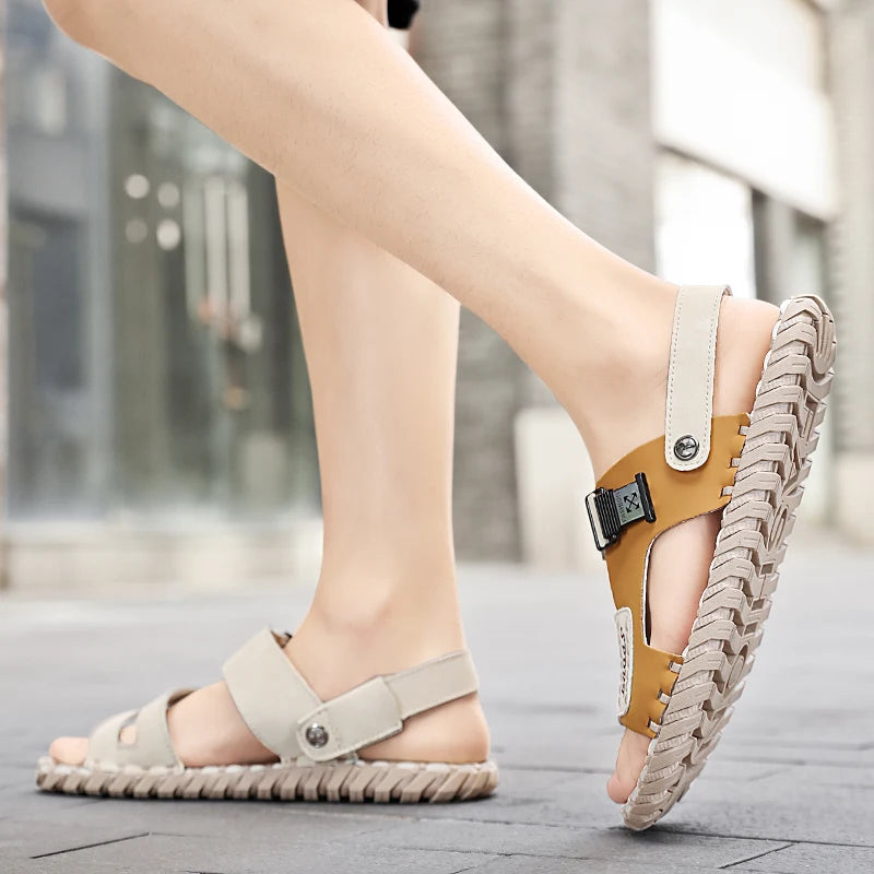 Classic Handmade Men's Sandals 2024 Summer New Fashion Slippers Outdoor Casual Non-slip Beach Shoes Flip-flops for Men