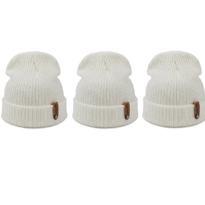 Brand Oohmy Knitted Hats for Men Women, Skullies Caps, Warmer Bonnet, Casual Cap, Monochromatic, Male and Female, Winter, 2024
