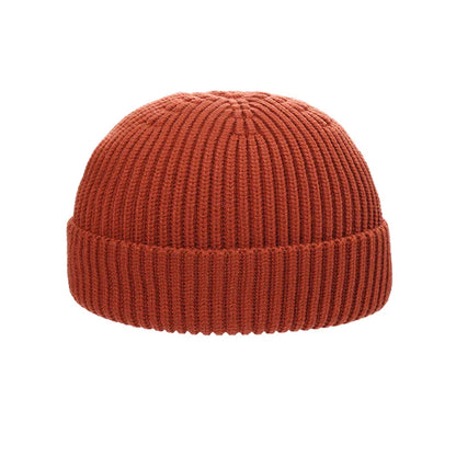 Autumn  Winter Short Warm Melon Hat Men Knitted Round Top Brimless Cold Hat Women Street hip-hop Wool Beanie