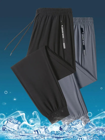 Ice Seide neue Hosen für Männer Sommer Dünne Stil Sport trockneter, gerade getrocknetes Bein Draping Wide Leg Hosen lässige lange Hosen für Männer