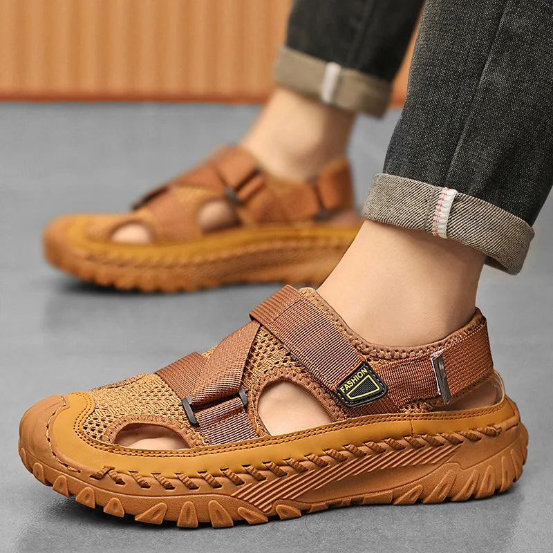 Zomermannen Sandalen Echte lederen heren Casual schoenen Outdoor Men Leer Sandalen voor mannen Strandschoenen Romeinse herenschoenen