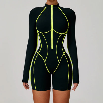 Gym Set Women Jumpsuit Training Yoga Suit Sportswear Women Long Sleeved Sports Fitness Rompers Female Push Up Workout Bodysuits