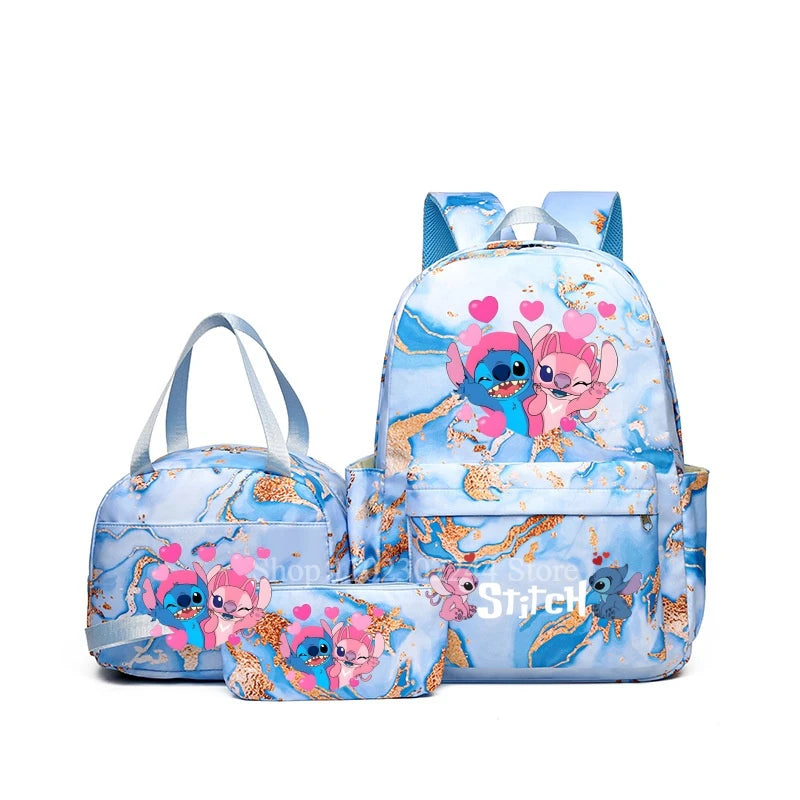 3Pcs Disney Lilo & Stitch Backpack for Girl Student Teenager Anime Print Children Rucksack Birthday Gift Women Casual School Bag