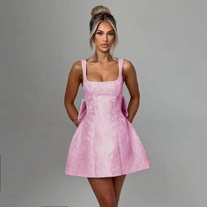 NIDANSSI White Jacquard Pleated Evening Party Dress Women Robes Backless Elegant Sexy Dress Bodycon Long Summer Dress Vestidos