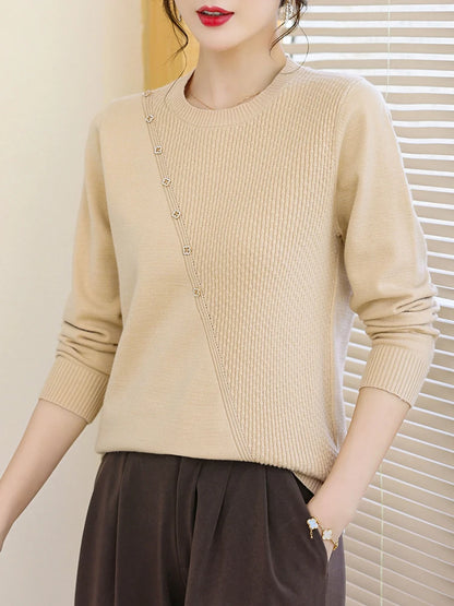 YISU College style Women Sweater O-Neck Knitted pullove long sleeves Female soft Jumper Casual solid color Women clothing