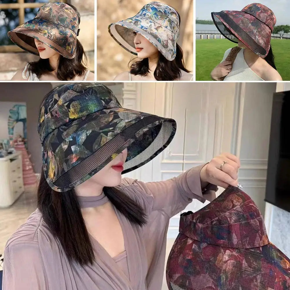 Women's Korean Style Large Brim Sun Hat Fisherman Hat Windproof Elegant Outdoor Sun Protection Comfortable Straw Hat