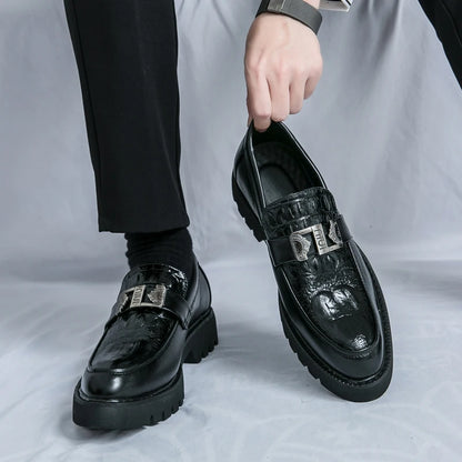 Witte loafers heren feest en zakelijke loafers dik opgeloste mannen kledplatform schoenen comfortabel slip-on mode nieuwe casual schoenen