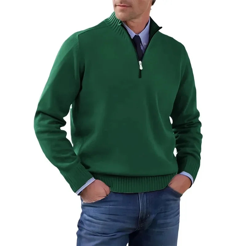 Autumn Men Half Zipper Pullover de manga comprida Jaquetas de gola alta
