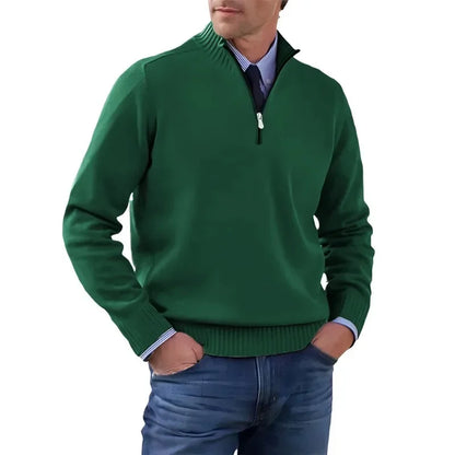Autumn Men Half Zipper Pullover de manga comprida Jaquetas de gola alta
