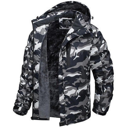 TACVASEN Winter Thicken Fleece Jacket Mens Waterproof Hiking Skiing Jackets Outdoor Mountain Trekking Windbreaker Parka Male
