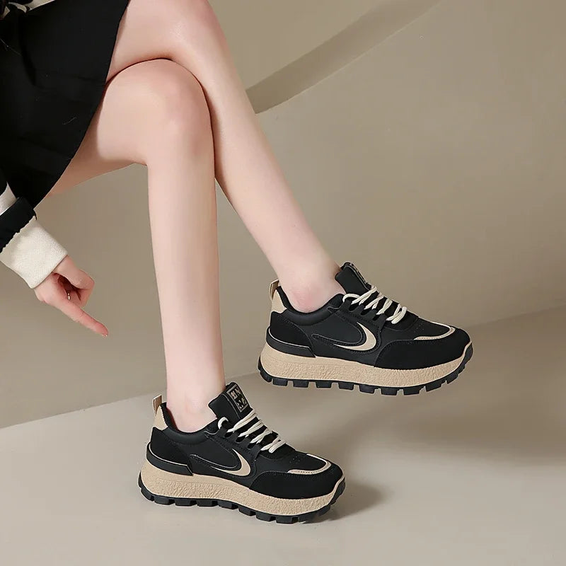 Nuevos zapatos vulcanizados para mujeres con zapatillas deportivas casuales de ropa resistente al desgaste