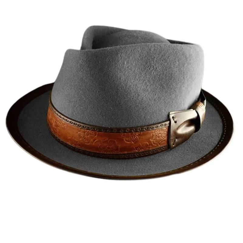 Wool Fedora Boater Hat with Bow Short Brim Hat for Women Photo Props Western Fedora for Women Unisex Wear