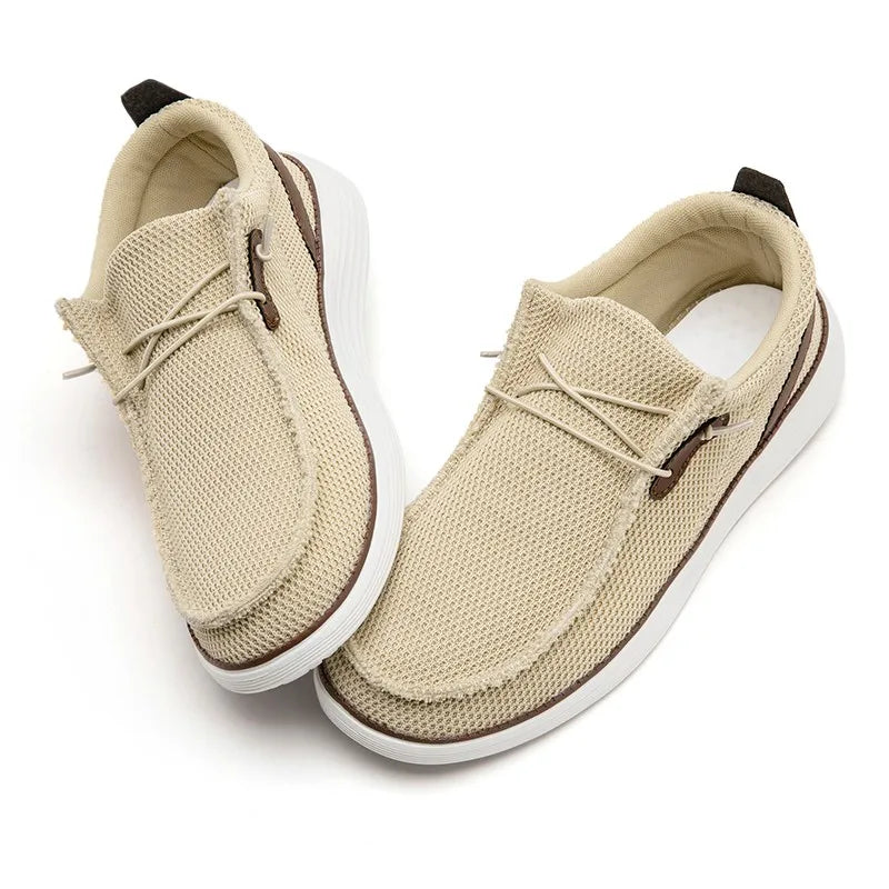 Fujeak Men's Breathable Casual Canvas Slip Shoes Comfort Slip-on Male Loafer Soft Loafers Lightweight Working Shoes