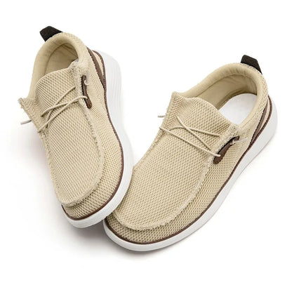 Fujeak Men's Breathable Casual Canvas Slip Shoes Comfort Slip-on Male Loafer Soft Loafers Lightweight Working Shoes