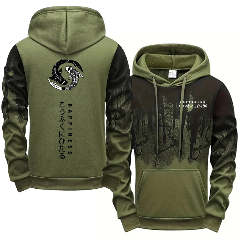 Japanische Mode -Herren -Tracksuit Hoodies Joggshose 2 Stück Set Herbst & Winter täglich lässige sportliche Jogging -Anzug Urban Trend Outfits