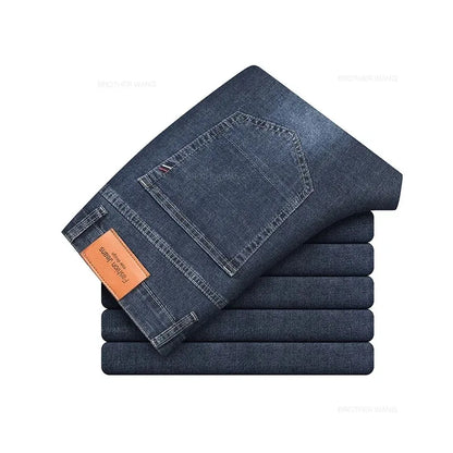 Sommer Elastic Herren Jeans Fashion grau komfortable Geschäft Straight Stretch Cotton Casual Denim Hosen Marke Männliche dünne Hose