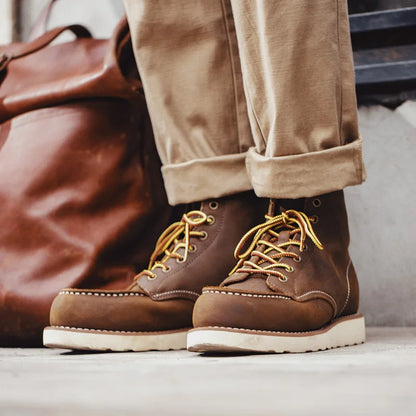 Maden Vintage 875 Knöchelstiefel echte verrückte Pferdederleder runden Zeh Langlebige Schnürstiefel für Winter Herbst Arbeit Schuhe