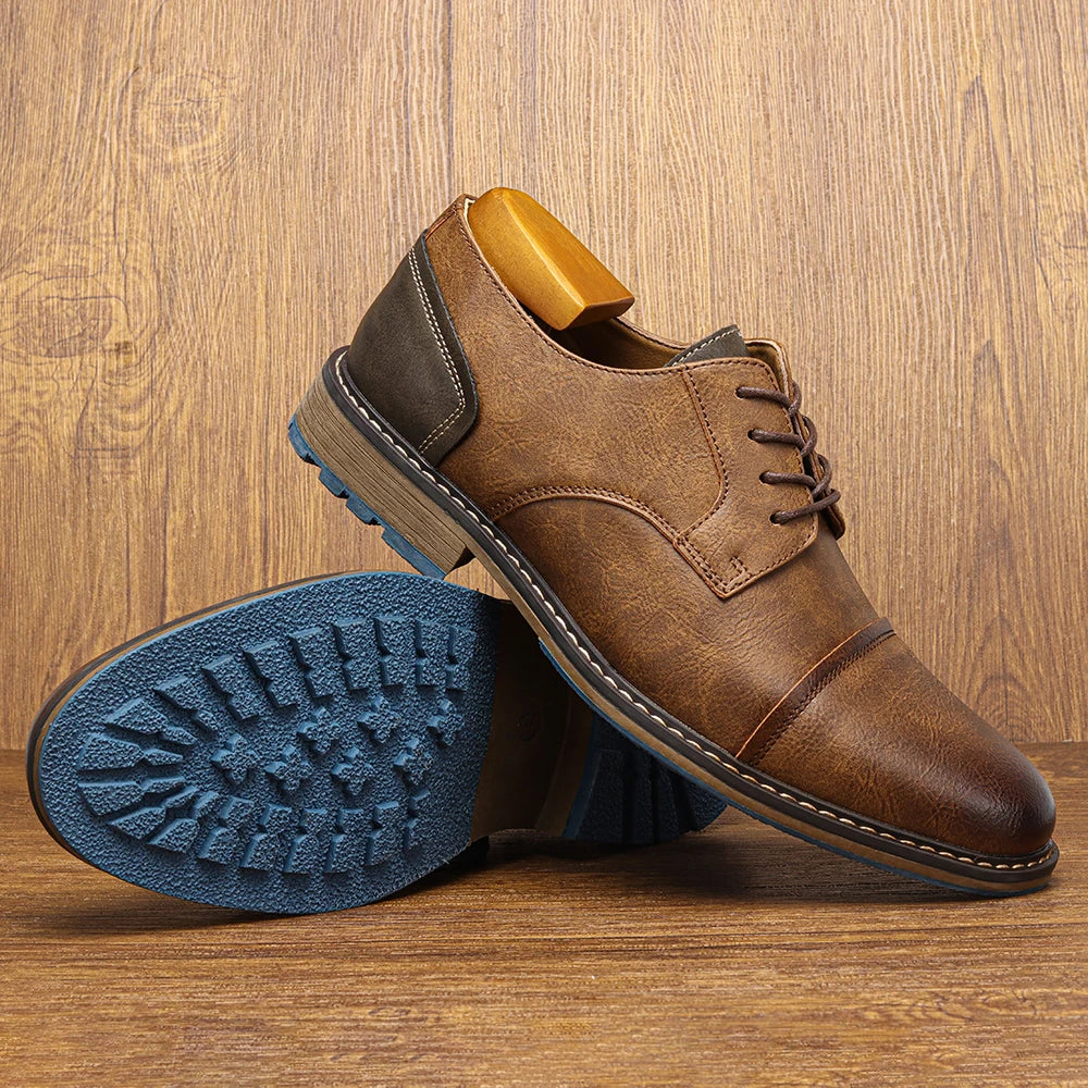 Retro menns casual Derby Shoes 2025 Fashion Leather Footwear New Style Men's Slip-on Comfortable Men Shoes