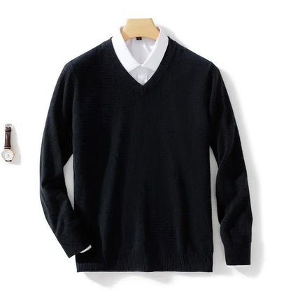 Wool Men's Sweaters V-neck Pullovers Cashmere Knitting Hot Sale Spring Autumn Sweaters Knitwear High Quality Jumpers Clothes