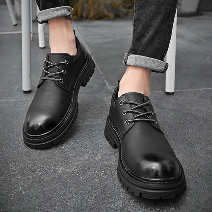 Golden Sapling Men Wide Toe Oxfords sko 2025 Klassikere Svart skinn Mannlige arbeidssko Lace-Up Man Casual Footwear Størrelse 38-46