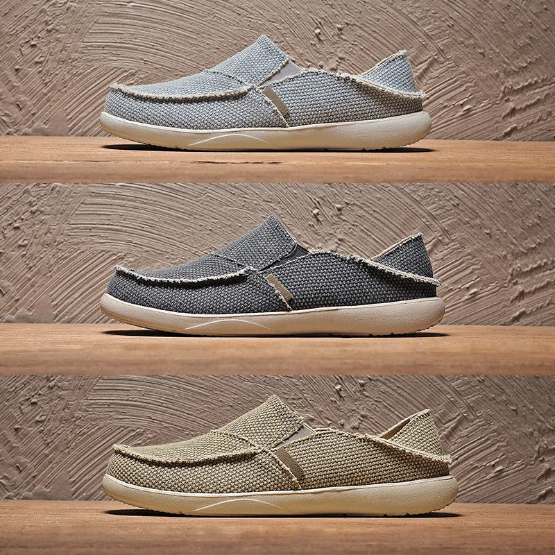 Ny ankomst vår sommer komfortable uformelle sko Lightweigh Mens Canvas Shoes for Men Slip-On Brand Fashion Flat Loafers Shoes