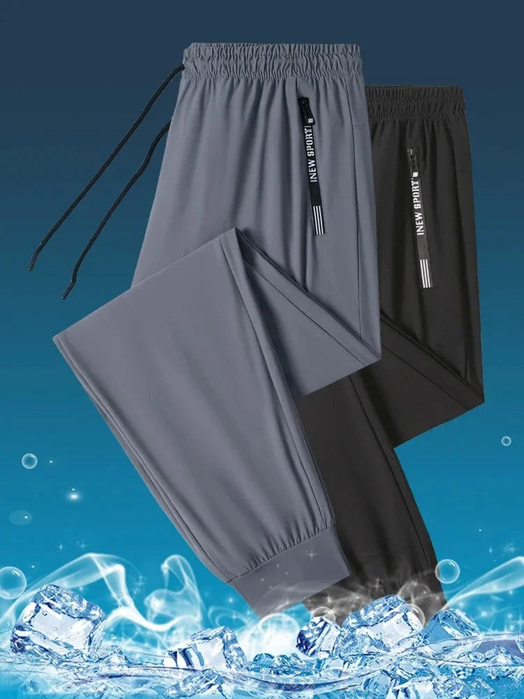 Ice Seide neue Hosen für Männer Sommer Dünne Stil Sport trockneter, gerade getrocknetes Bein Draping Wide Leg Hosen lässige lange Hosen für Männer