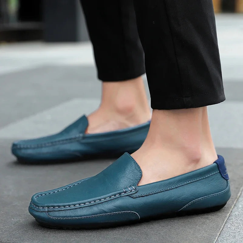 Skutečná kůže prodyšná mokující mocasins neformální mokasíny kožené boty pro muže sklouznou na formální italskou jízdu plochý chaussure homme