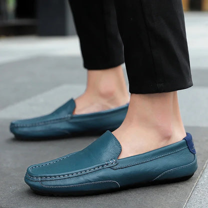 Skutečná kůže prodyšná mokující mocasins neformální mokasíny kožené boty pro muže sklouznou na formální italskou jízdu plochý chaussure homme