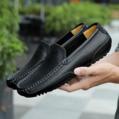 Skutečná kůže prodyšná mokující mocasins neformální mokasíny kožené boty pro muže sklouznou na formální italskou jízdu plochý chaussure homme