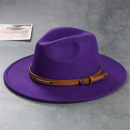 NEWWool Fedora Hat For Women Men Winter Autumn Fashion Church Jazz Hats Viking British Flat Brim Felt Hat Outdoor Casual Fedoras