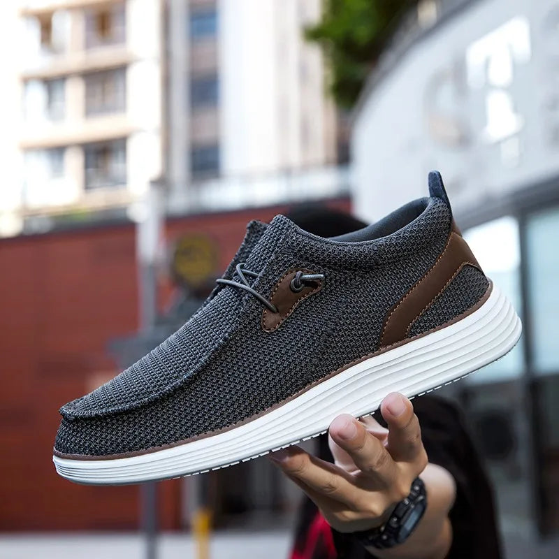 Fujeak Men's Breathable Casual Canvas Slip Shoes Comfort Slip-on Male Loafer Soft Loafers Lightweight Working Shoes