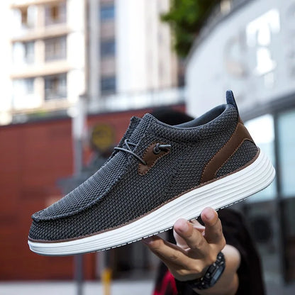 Fujeak Men's Breathable Casual Canvas Slip Shoes Comfort Slip-on Male Loafer Soft Loafers Lightweight Working Shoes