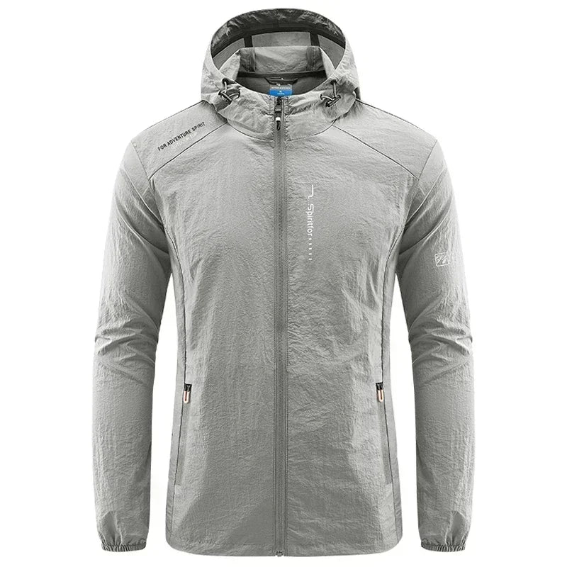 Summer Outdoor Szybki suchy słońce cienki kurtka Mężczyźni wędkarski Rybołówstwo z kapturem sportowy sport Ultra lekkie płaszcze