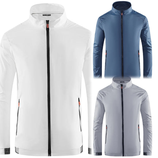 Summer thin men's casual comfortable cool jacket sunscreen ice silk breathable lightweight sunscreen outdoor sunshade