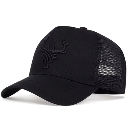 Unisex Animal Antlers Embroidery Baseball Net Caps Spring and Summer Outdoor Adjustable Casual Hats Sunscreen Hat