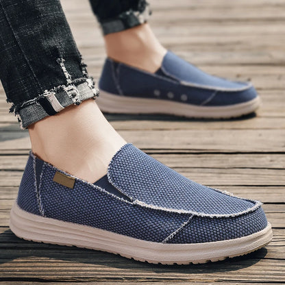 Summer Denim Canvas Uomini Scarpe casual traspiranti Sneaker non slittanti per estesi comodi scarpe da guida comodi mocassini da uomo di grandi dimensioni 39-47