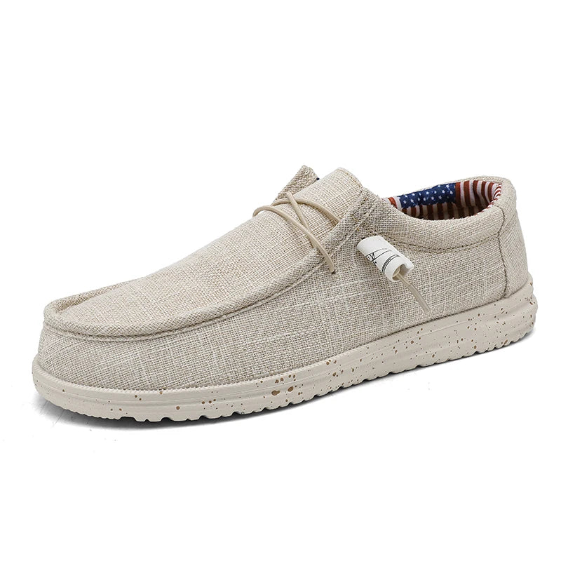Sommer beige mænds afslappet loafers stor størrelse 47 komfortable flad lærred sko mand båd sko let slip-on drivesko til mænd