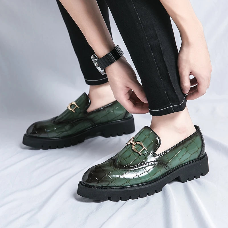 Classic Trends Autumn Outdoor Men's Leather Shoes Platform Oxfords Male Derby Shoes Casual Mens Lace Up Thick Soled Work Shoes