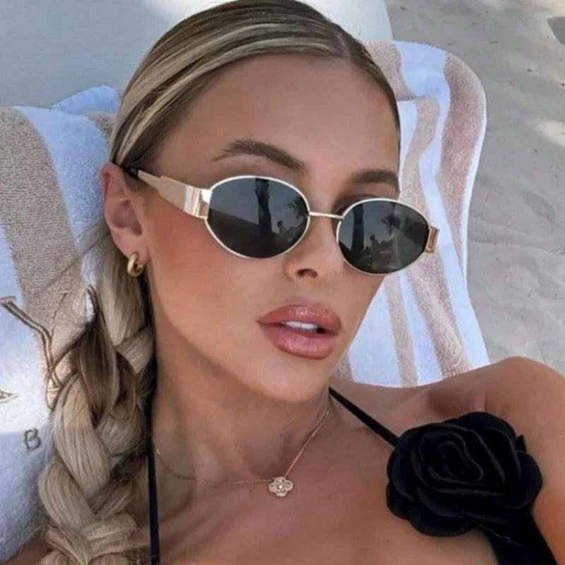 Fashion Oval Sunglasses Women Retro Trend Outdoor Metal Sun Glasses High Quality Classic Men Luxury Brand Eyewear UV400 Goggles