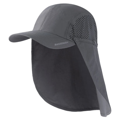 BASSDASH UPF 50+ Foldable Fishing Hat Baseball Cap with Removable Neck Flap Portable for Men Women Golf Hiking
