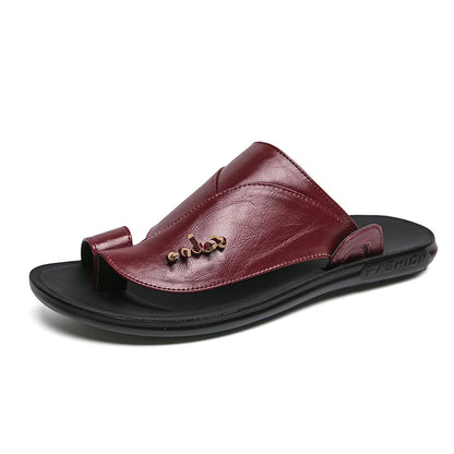 Summer Business Men's Leather Sandals Soft Comfortable Non-Slip Slippers Flip Flops Formal Outdoor Beach Shoes Platform Casual