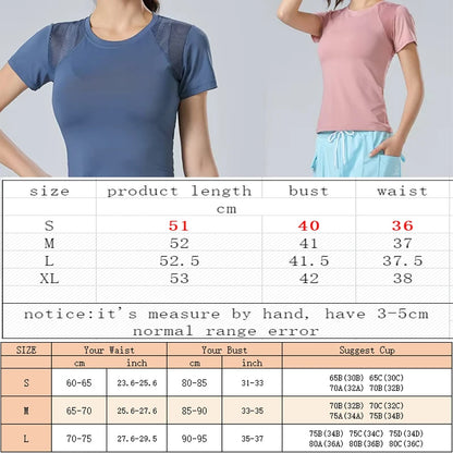 Pofybofy Mesh Stitching Reflectiv Strip Back Dry Dry Elastic Elastic Respirabil de bază cu mânecă scurtă cu mânecă Yoga Tricou Femei Gimnastică Fitness Top