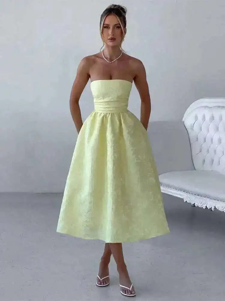 Townlike Jacquard Waist Wrap A-line Dress Women Mini 2024 Spring Summer Dress Elegant Bow Backless Sexy Party Dresses