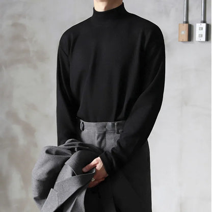 Yasuk Spring Autumn Winter Solid Casual Plush Turtleneck Men's Loose Bottom Double Faced Velvet Sweater Simple Warm BigSize