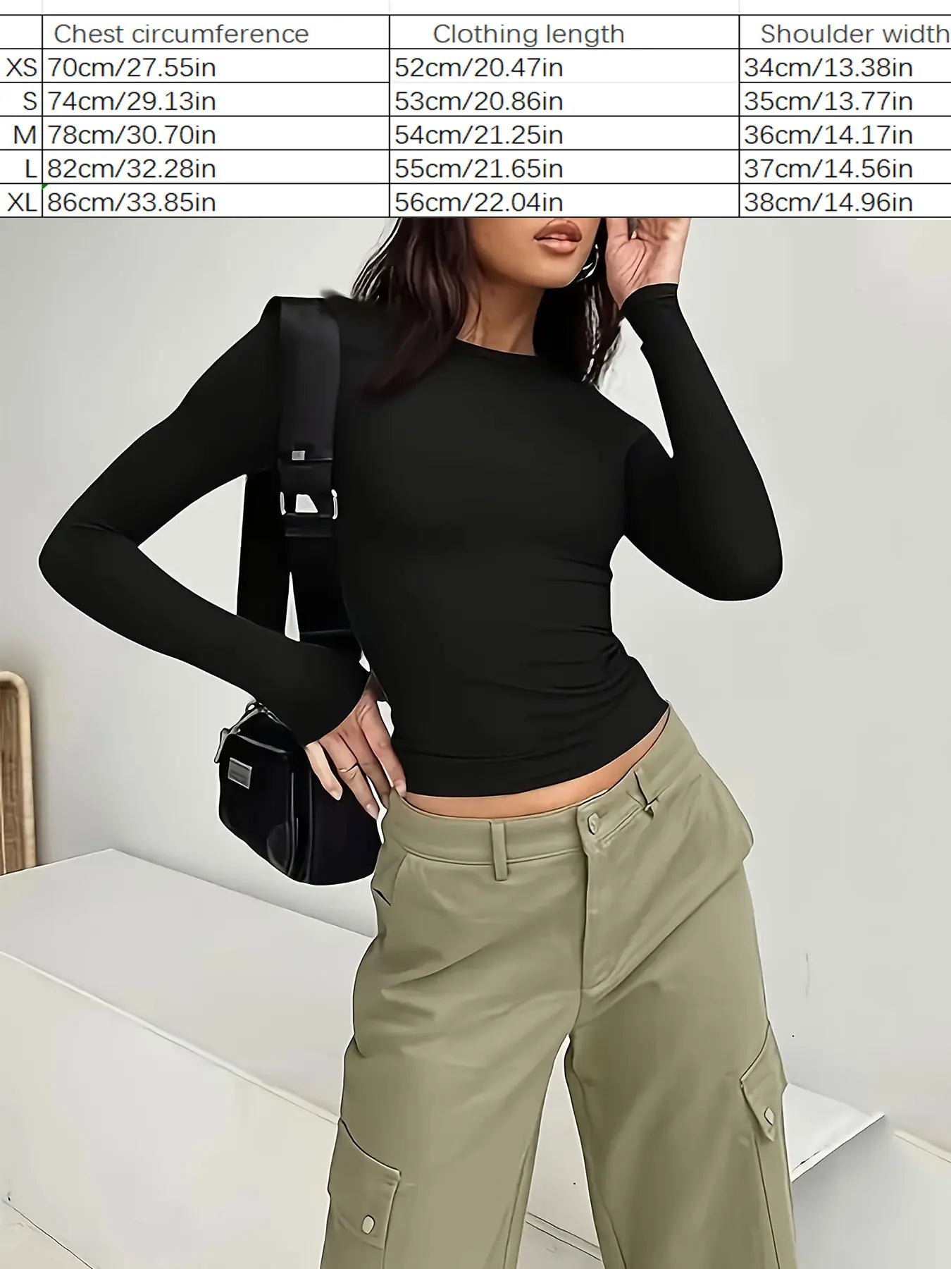 Camiciatore di donne casual femmina femmina semplice e alla moda t-shirt a colori solidi con maniche lunghe