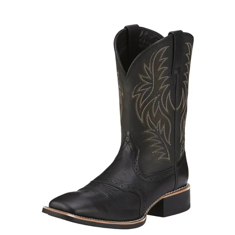 Menn høye støvler broderi retro håndlagde herre støvler vestlige cowboy boot spiss tå støvler håndsøm utendørs herresko