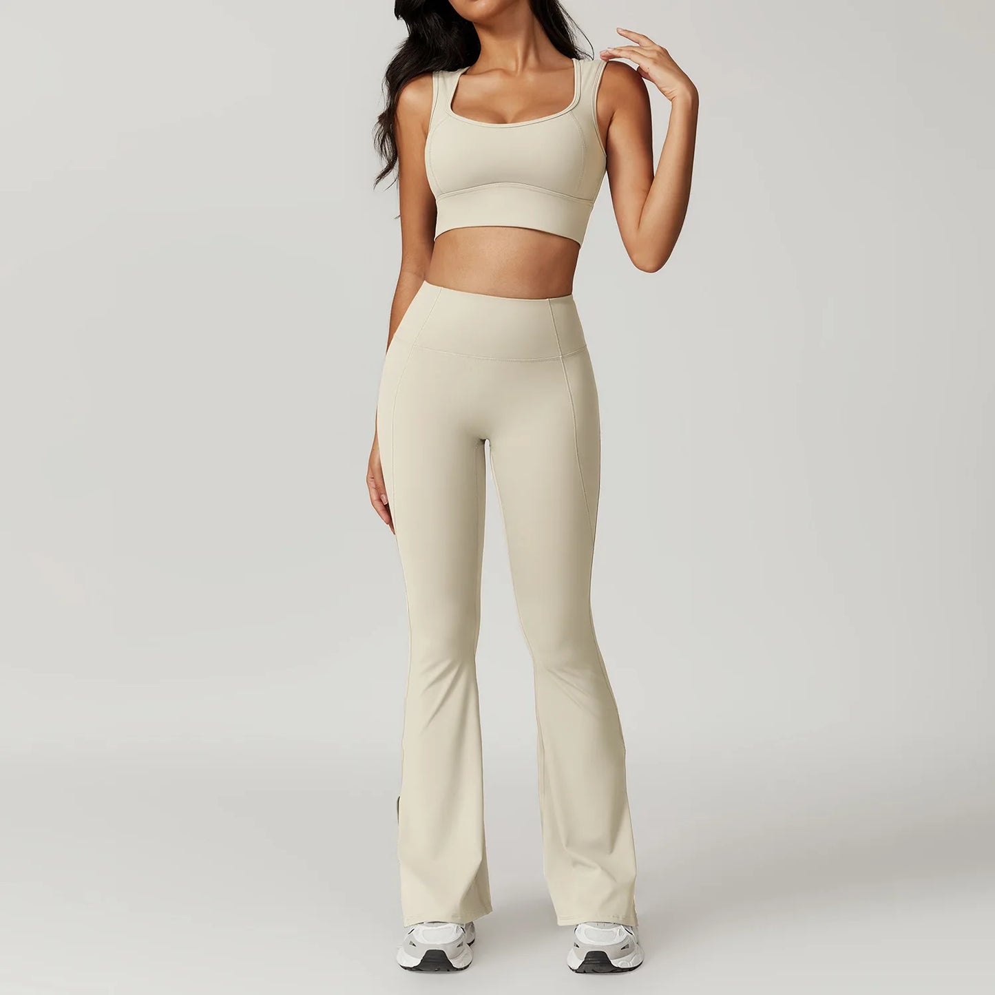 Women's Clothes 2pcs Gym Yoga Suit Sports Set Workout Tracksuit Breathable Sexy Bra Fitness Bell-bottoms Leggings Athletic Wear
